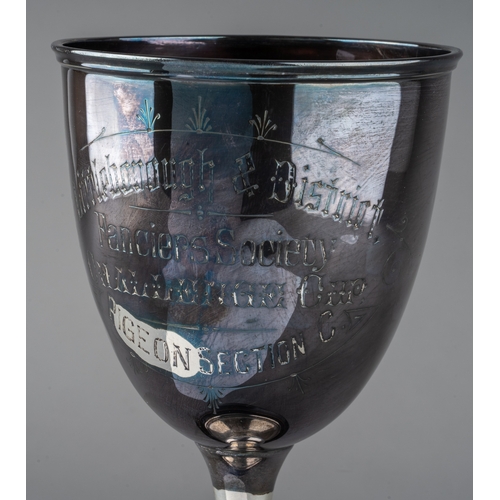 150 - Littleborough & District Fanciers Society: an Edwardian silver presentation goblet with engraved ins... 