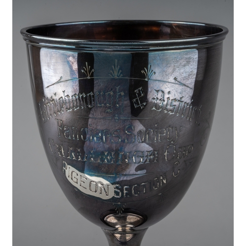 150 - Littleborough & District Fanciers Society: an Edwardian silver presentation goblet with engraved ins... 