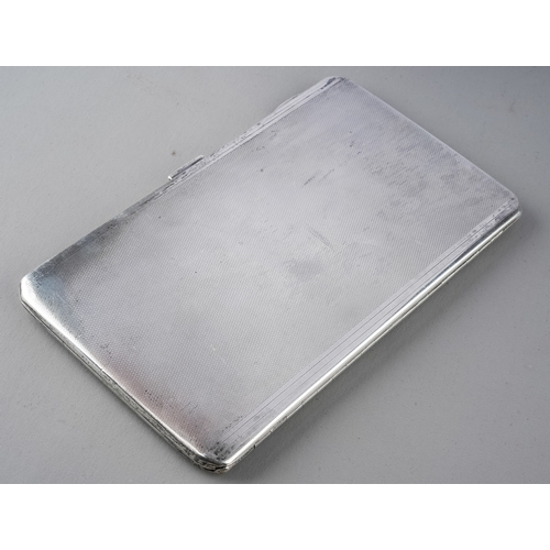 154 - A George V silver cigarette case, engine turned engraved with initials, hallmarked by W Neale Ltd, B... 