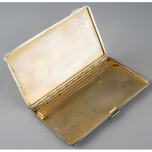 154 - A George V silver cigarette case, engine turned engraved with initials, hallmarked by W Neale Ltd, B... 