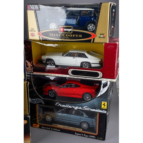 158 - Ten large scale diecast 1:18 scale car models by Maisto and Burago, all boxed to include: 
MAISTRO -... 