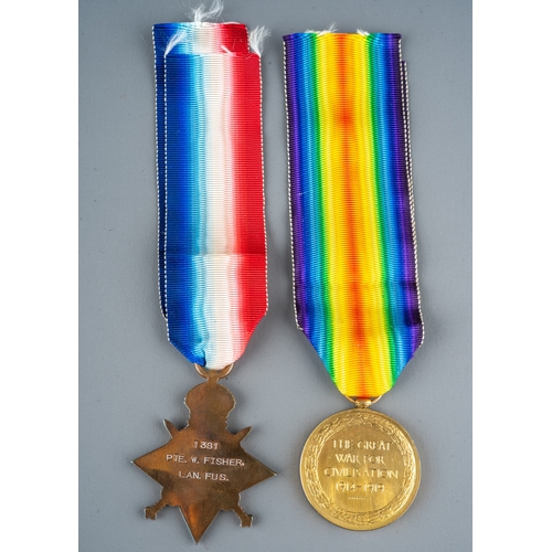 166 - WWI pair of medals comprising 1914-1915 Star Medal and Victory Medal granted in respect of the servi... 