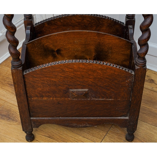 169 - A group of furniture to include: an early 20th Century oak occasional table with book rack, barley t... 