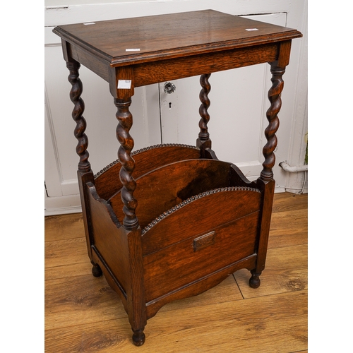 169 - A group of furniture to include: an early 20th Century oak occasional table with book rack, barley t... 