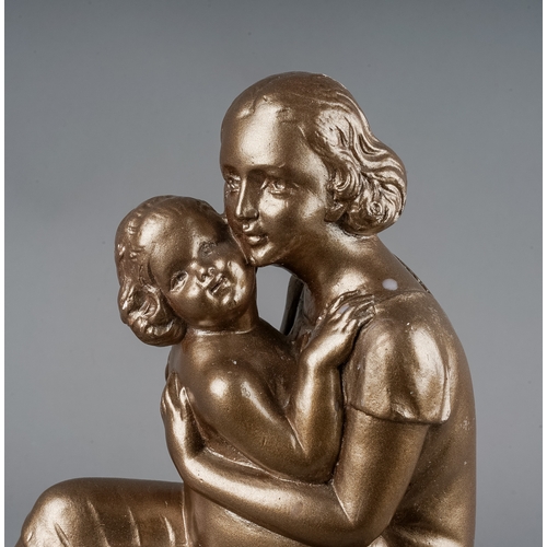 179 - After Salvatore Melani, a gilt plaster model depicting Mother and Child, signed and numbered 693, th... 