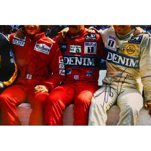 199 - Motor racing / Formula One interest - A Championship wall colour photograph of Ayrton Senna, Alan Pr... 