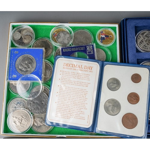 215 - A collection of coins, including Commemorative, pre-1947 and post, Victorian crowns and half crowns,... 