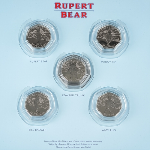 223 - Rupert Bear: The 50p Coin Collection, with five encapsulated coins, comprising 'Rupert bear', 'Podgy... 