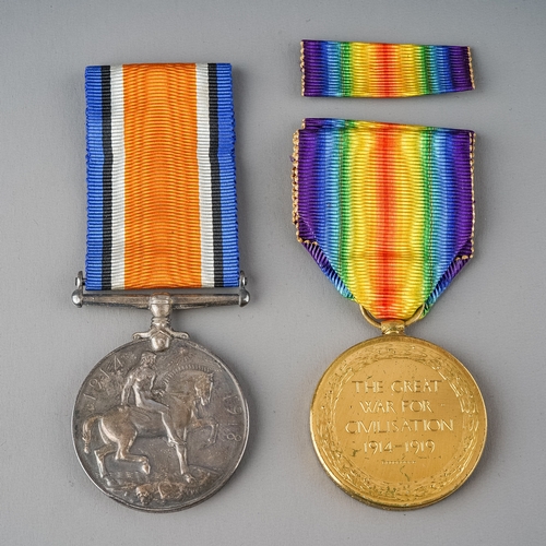 235 - A pair of WWI medals comprising British War Medal 1914-1918 and Victory Medal awarded to 2705 PTE W.... 