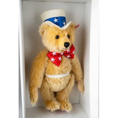 238 - Steiff: First American Teddy, an Steiff North American limited edition Teddy, blond with Uncle Sam t... 