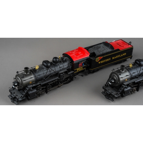 262 - Two 0 gauge trains including Western Maryland 763 and Union Pacific 721 both with locomotives and te... 