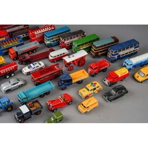 288 - A large assorted collection of vintage die cast models of dinky cars, buses, trucks, tractors makes ... 