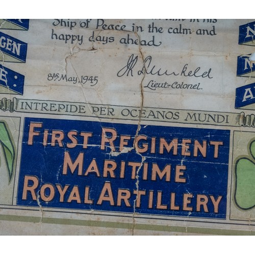 302 - First Regiment Maritime Royal Artillery: WWII V.E day certificate of appreciation awarded to 1782416... 