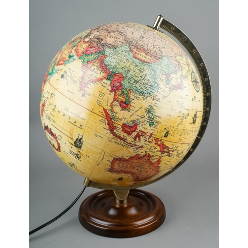 306 - A very large terracotta bottle lamp; together with a lamp designed as a globe (2)