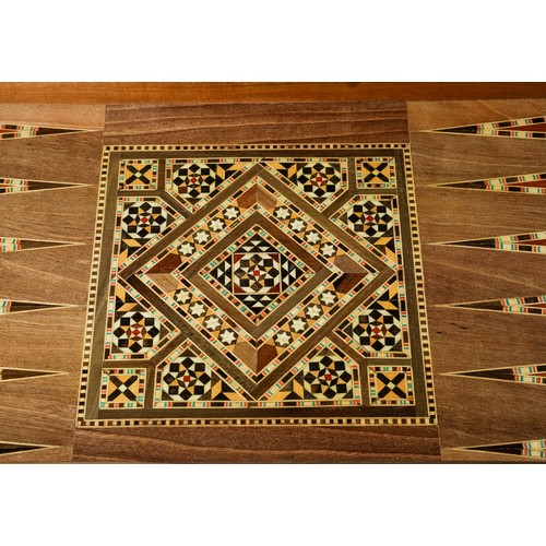 324 - A Continental inlaid backgammon / games board, approx 49 x 25cm