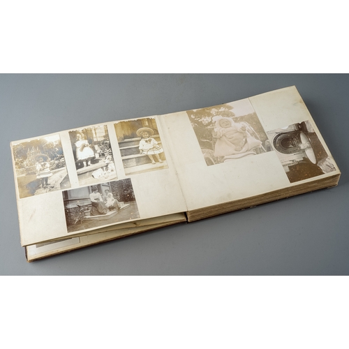 326 - An antique Chinoiserie lacquered album with photographs of Japanese early colonial interest