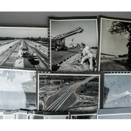 332 - 38 large original black and white photographs of construction of American Highways, early 1960s