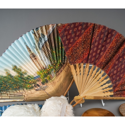 333 - A collection of compacts including Stratton; fans including Ostrich feathers circa 1915; hand painte... 