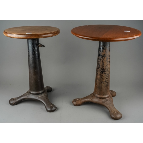 362 - Two Singer stools with cast iron bases, revolving seats (2)