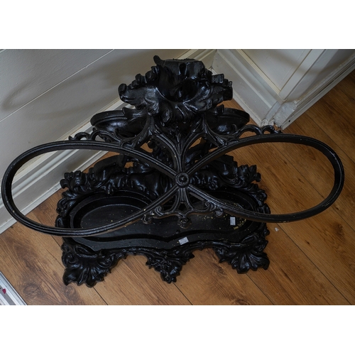 368 - A large Coalbrookedale style cast hall stand, 72cm high x 70cm wide painted black