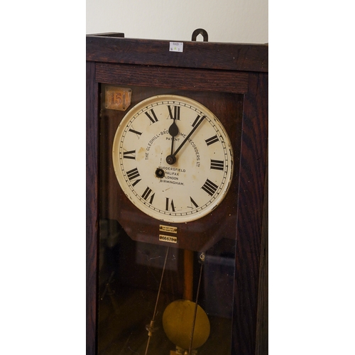 376 - The Gledhill Brook Time Recorders Ltd: an early 20th century oak cased clocking-in clock, number 666... 