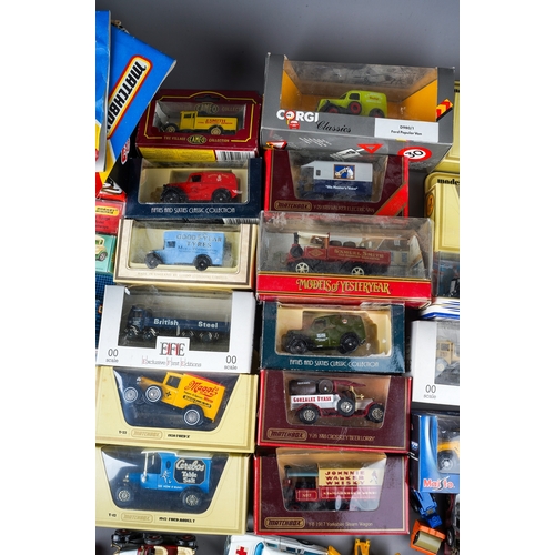 387 - A collection of boxed and loose die cast models of cars, vans, trucks, makers to include: Dinky Matc... 