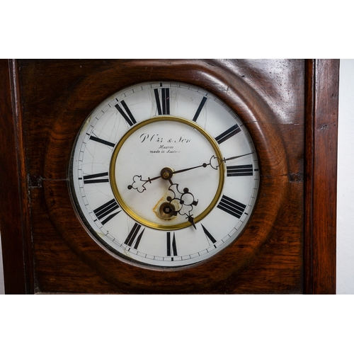 390 - An early 20th Century rosewood cased regulator clock, the enamel dial  with Roman Numerals and stamp... 