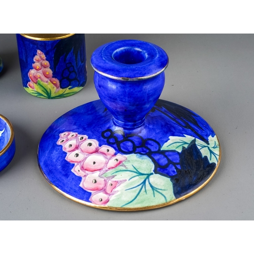 453 - A collection of very rare Carlton Ware 1928 'New Delphinium' pattern, to include candle holder, appr... 