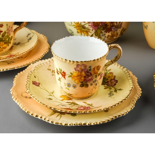 454 - A matched late Victorian Royal Worcester porcelain blush ivory tea service pattern no: 4831 to inclu... 