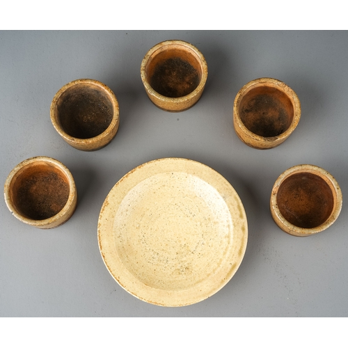 456 - 19th Century Japanese Sake cups and plate, the cups approx 5.8cm diam x 3.5cm high, the plate approx... 