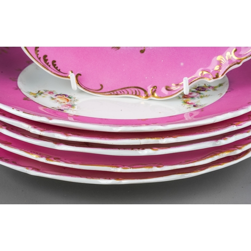 459 - A bundle of high quality Victorian porcelain to include 6 pink white floral Coalport plates, 1 KPM (... 