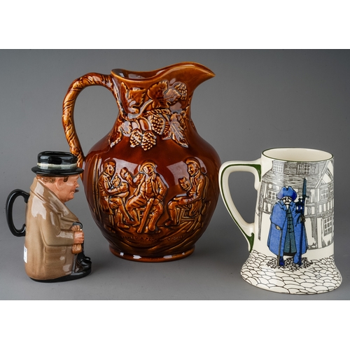 481 - A Royal Doulton medium Winston Churchill character jug, 13cm high together with a Royal Doulton patt... 