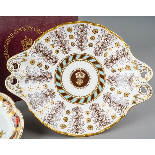 497 - A Royal Crown Derby limited edition commemorative bowl for Derbyshire County Cricket Club Centenary ... 