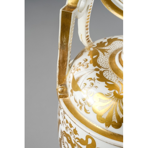 501 - An early 19th Century Derby twin handled baluster vase, circa 1825m the body painted with birds perc... 