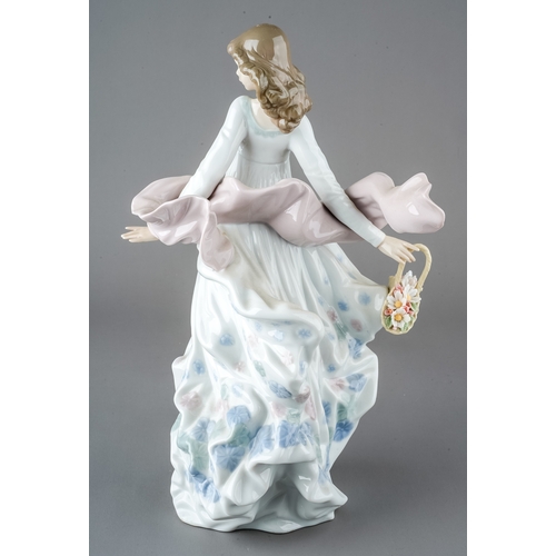 504 - Lladro figure of Spring Splendour carrying a basket, no: 5898, approx 30cm high, in box