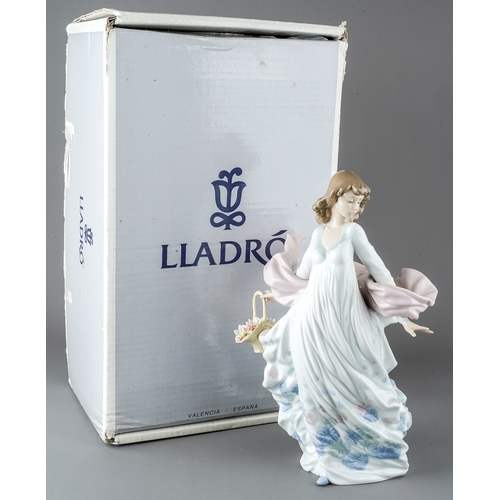 504 - Lladro figure of Spring Splendour carrying a basket, no: 5898, approx 30cm high, in box