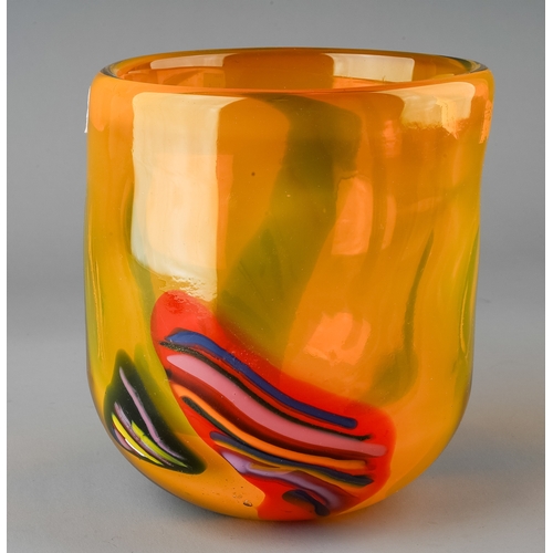 516 - An amber studio glass vase, signed 'dale D.C glass' to underside, approx 16.5cm high