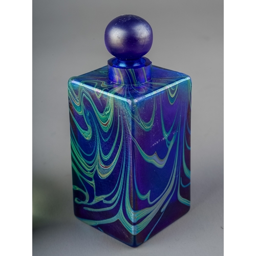 518 - An Okra cobalt blue glass scent bottle and stopper from the Nebula range, label to underside, approx... 