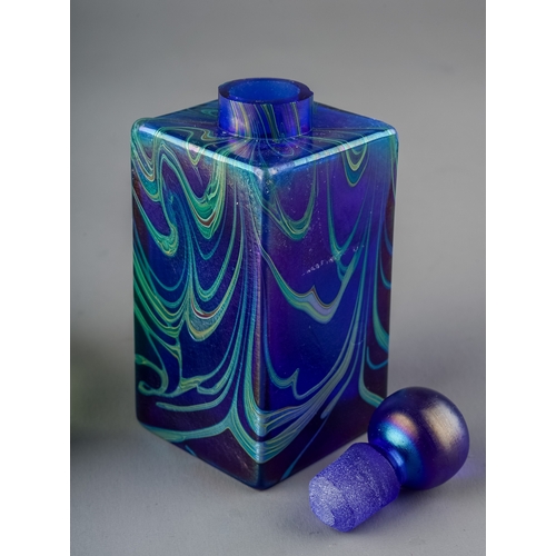 518 - An Okra cobalt blue glass scent bottle and stopper from the Nebula range, label to underside, approx... 