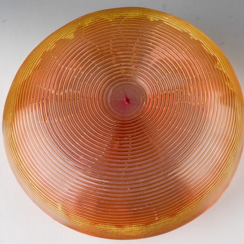 521 - A Harrach orange crimped and ridged glass finger bowl, approx 12cm diam