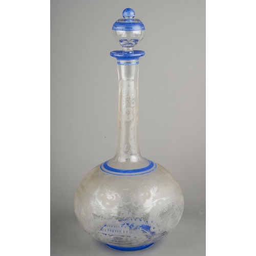 524 - An early 20th Century Continental glass suite, to include two decanters with stoppers with four flut... 