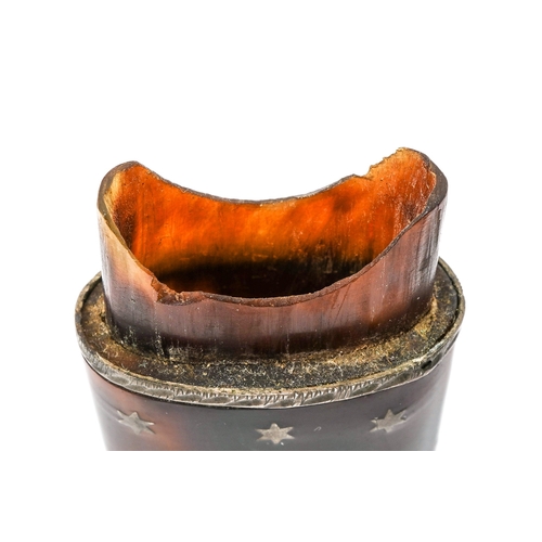 549 - A Georgian tortoiseshell pique work miniature scent bottle case, the slightly tapered rectangular ca... 