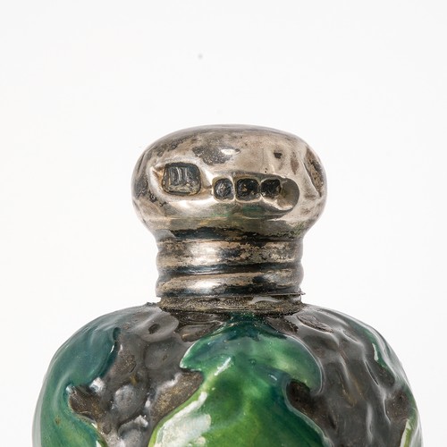 576 - A George V novelty scent bottle, in the form of an acorn, painted porcelain with a silver screw-on c... 