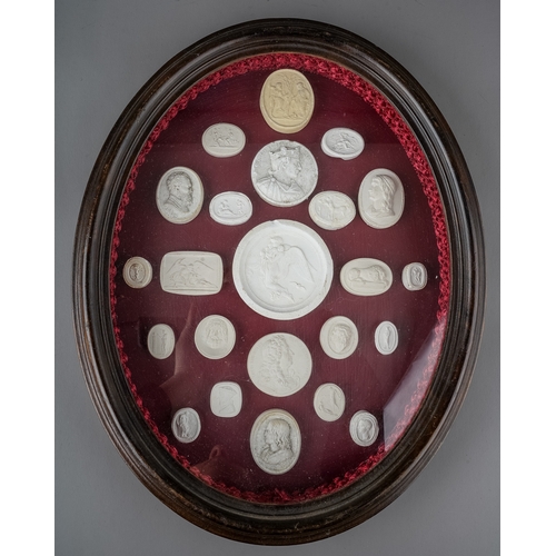 589 - Twenty three 19th Century style Grand Tour plaster intaglios, various sizes depicting Monarchs, clas... 