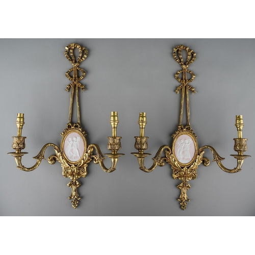 602 - Limoges pink jasper sconces and matching mirror (3)