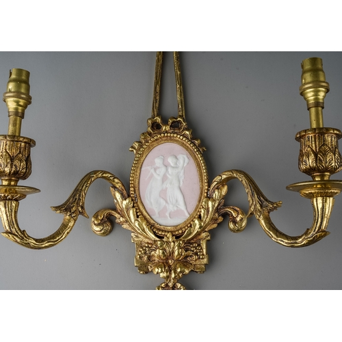 602 - Limoges pink jasper sconces and matching mirror (3)