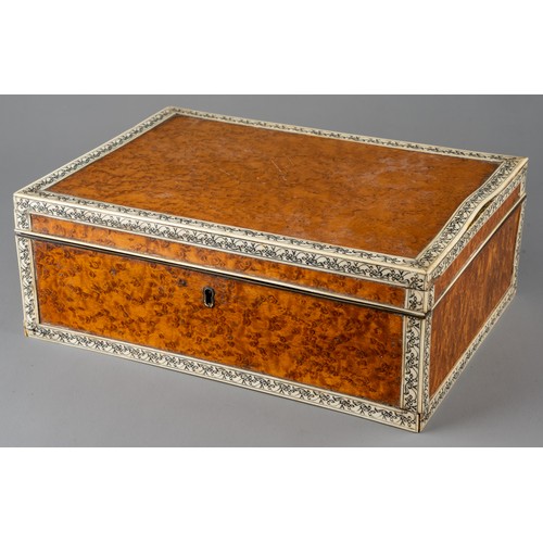 624 - An Anglo Indian ivory mounted Burrwood work box.  Lined in Sandalwood.
Ivory Licence: QLSBAMCY 

App... 