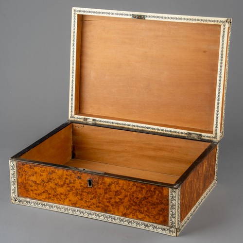 624 - An Anglo Indian ivory mounted Burrwood work box.  Lined in Sandalwood.
Ivory Licence: QLSBAMCY 

App... 