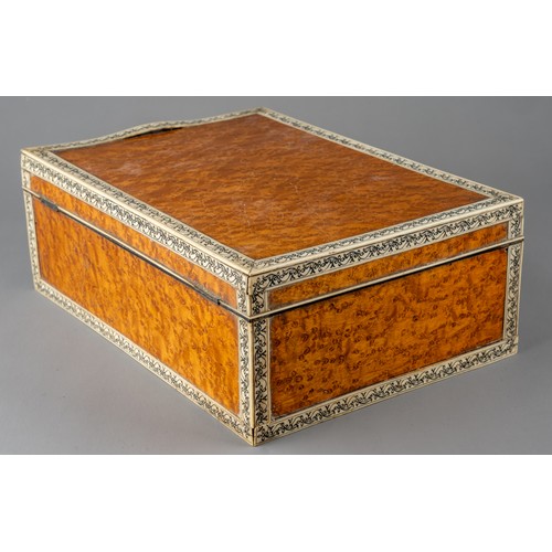 624 - An Anglo Indian ivory mounted Burrwood work box.  Lined in Sandalwood.
Ivory Licence: QLSBAMCY 

App... 