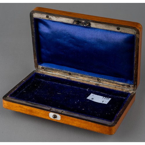 627 - A 19th century French cut steel decorated satinwood souvenir velvet lined case / box.  Circa 1825.  ... 